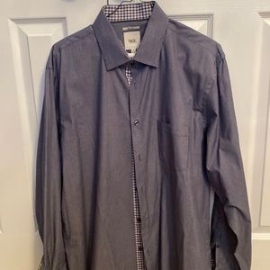 WRK dark gray and white pinstripe dress shirt 100%cotton